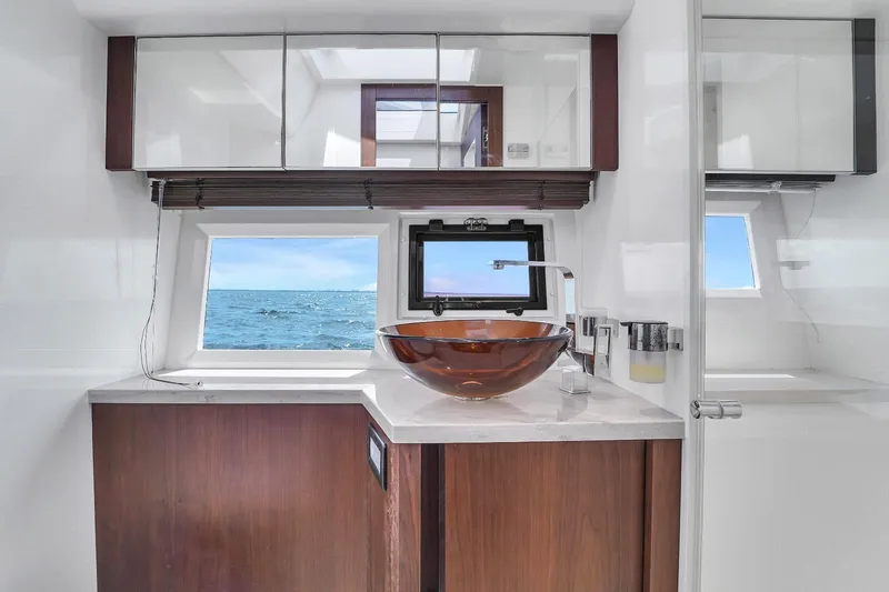 Slide: The Image of Luxury bathroom on 2017 Galeon 445 HTS yacht with ocean view. - 32