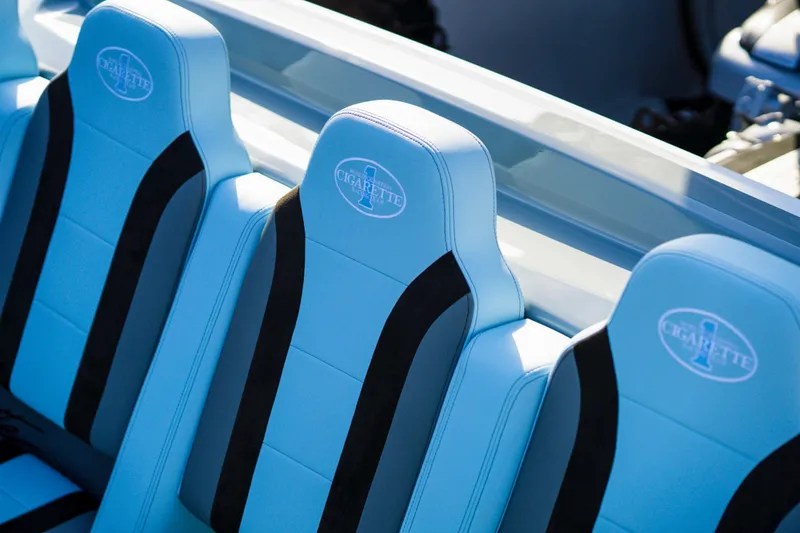 Slide: The Image of Blue and black seats of 2025 Cigarette 515 boat. - 26