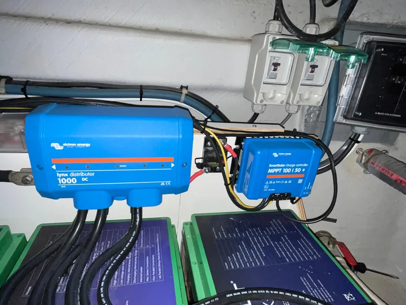 Slide: The Image of Electrical system components in a 2013 Beneteau Swift Trawler 34 boat. - 17