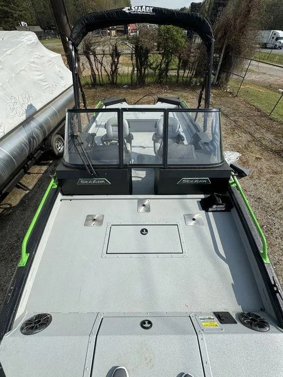 Slide: The Image of 2024 SeaArk ProCat 200 fishing boat with spacious deck and windshield. - 7