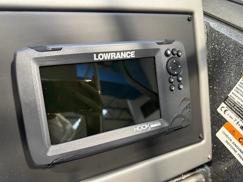 Slide: The Image of Lowrance Hook Reveal fish finder on 2024 Ranger 1850MS boat dashboard. - 18