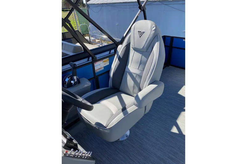 Slide: The Image of Captain's chair in 2024 Viaggio Lago 20C boat, featuring sleek design and comfortable seating. - 6