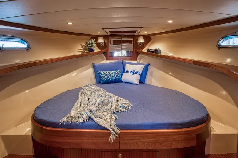 Slide: The Image of Luxurious cabin interior of 2020 Fratelli Aprea Sorrento 32 yacht with cozy bedding. - 12