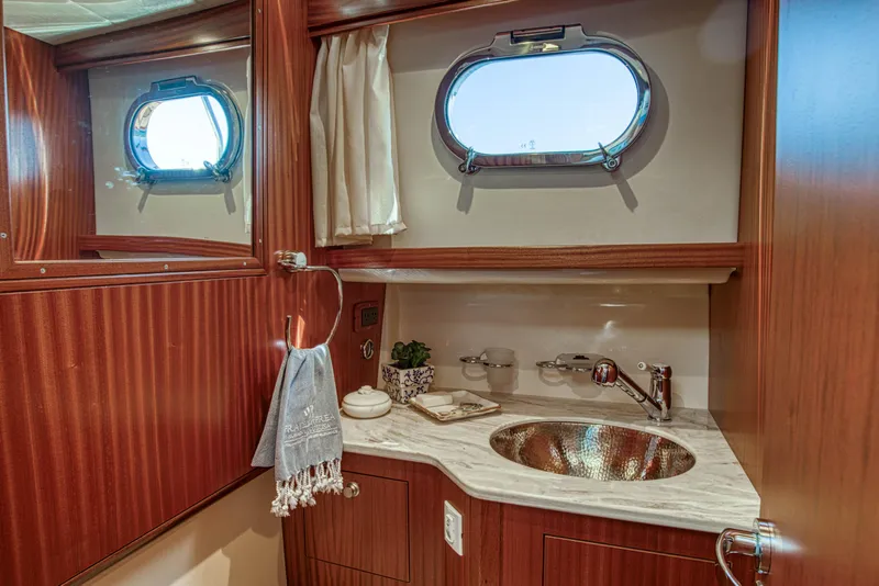 Slide: The Image of Luxurious bathroom interior of 2020 Fratelli Aprea Sorrento 32 yacht with wood finish. - 19