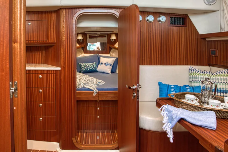 Slide: The Image of Luxurious 2020 Fratelli Aprea Sorrento 32 yacht interior with cozy cabin and elegant wood finish. - 23