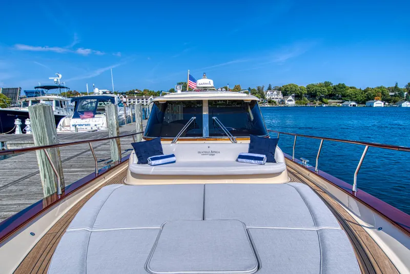 Slide: The Image of Fratelli Aprea Sorrento 32 yacht docked by a scenic waterfront, 2020 model. - 36