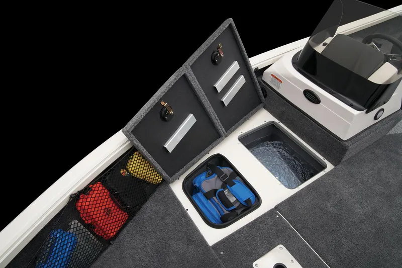 Slide: The Image of 2024 Ranger VS1882SC Angler boat interior with seating and storage compartments. - 19