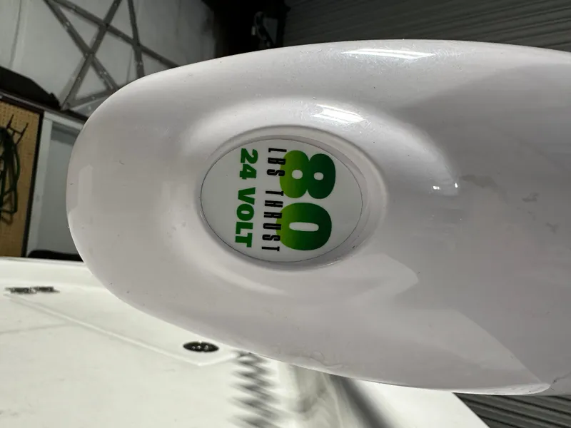 Slide: The Image of Close-up of 80 lbs thrust 24-volt motor on 2024 Sea Pro 172 Bay boat. - 14