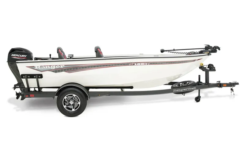 Slide: The Image of 2024 Ranger VS1665T boat with Minn Kota PowerDrive trolling motor on trailer. - 5
