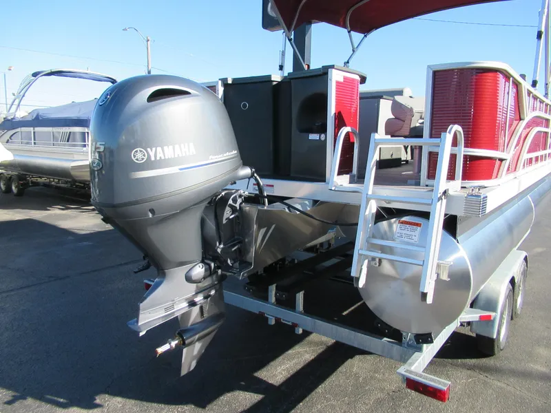 Slide: The Image of 2024 Bennington 22 SVF pontoon boat with Yamaha outboard motor. - 5