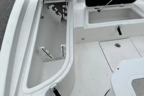 Slide: The Image of 2024 Sea Fox 231 Bay Fox boat interior storage compartments. - 9