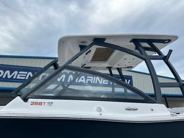 Slide: The Image of 2024 Sea Fox 268 Traveler boat with hardtop and sleek design. - 2