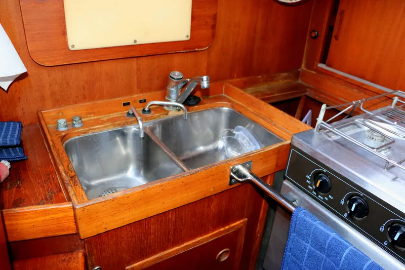 Slide: The Image of 1985 Baltic 35 yacht kitchen with double sink and stove - 38