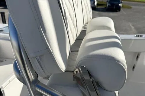 Slide: The Image of 2024 Sea Fox 228 Commander boat with white cushioned seating. - 19