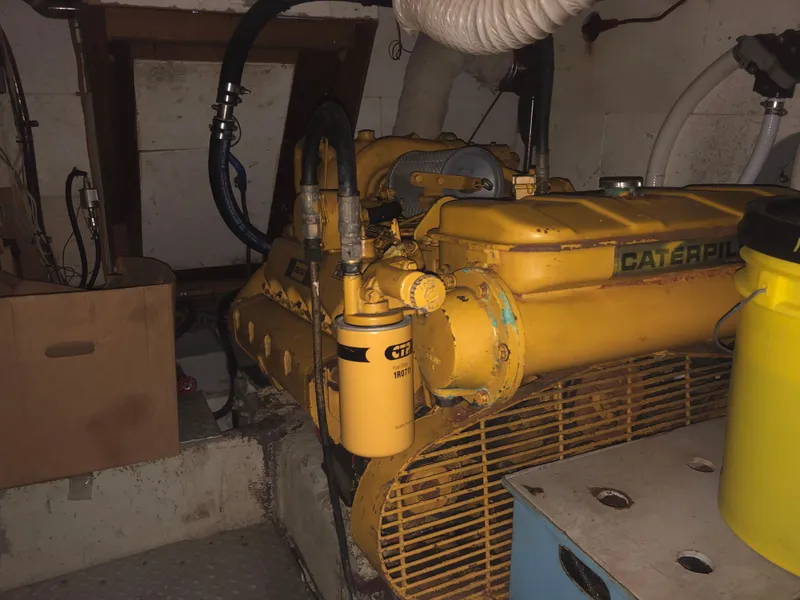 Slide: The Image of 1985 CHB Motor Yacht engine room with Caterpillar engine - 21
