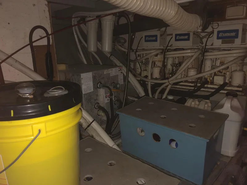 Slide: The Image of Engine room of a 1985 CHB Motor Yacht with Cruisair systems and equipment. - 25