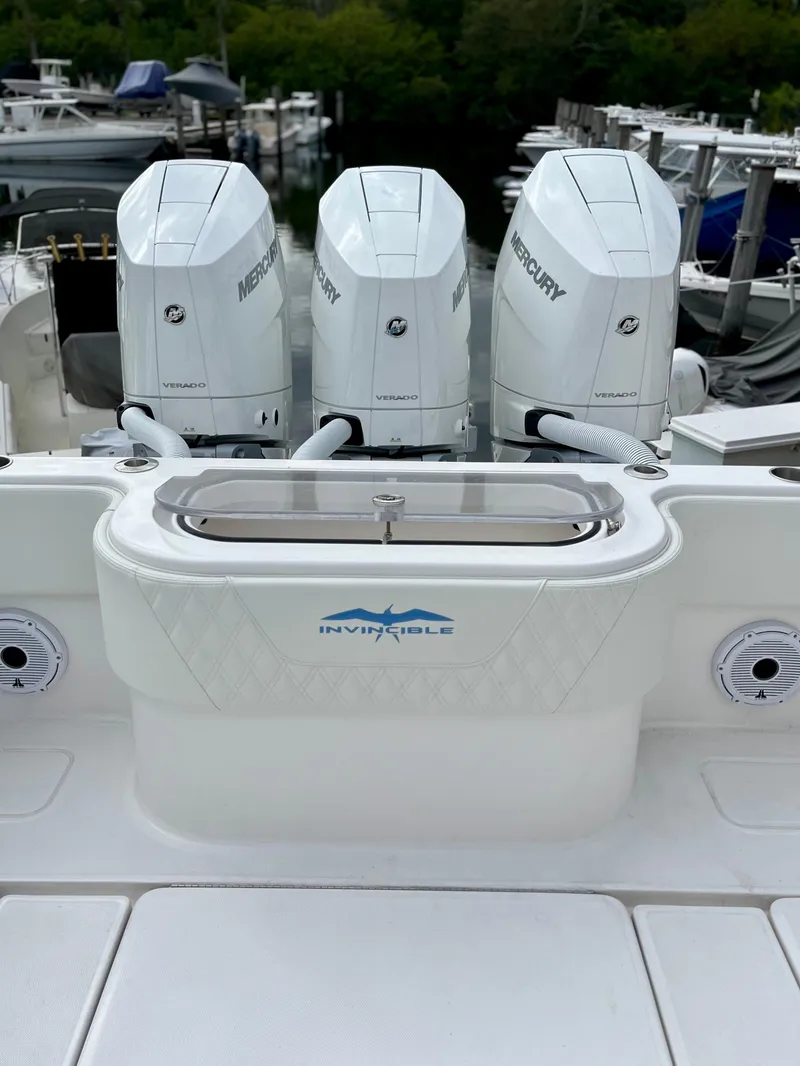 Slide: The Image of 2023 Invincible 36' Open Fisherman with triple Mercury outboard engines. - 24