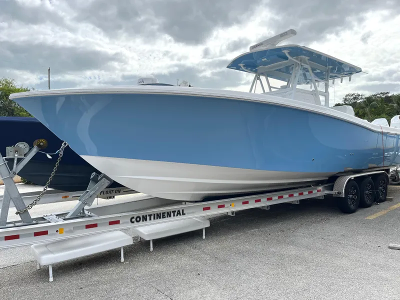 Slide: The Image of 2023 Invincible 36' Open Fisherman boat on Continental trailer. - 34