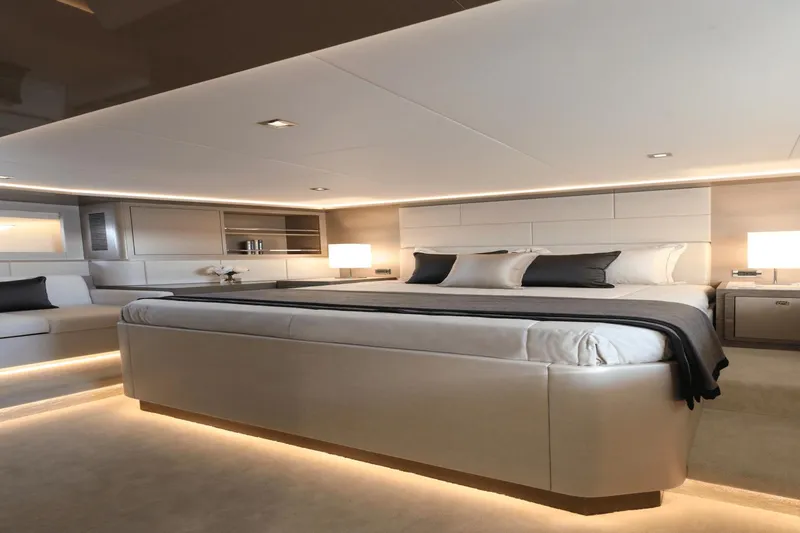 Slide: The Image of Luxurious bedroom interior of 2023 Ocean Alexander 32E yacht. - 25