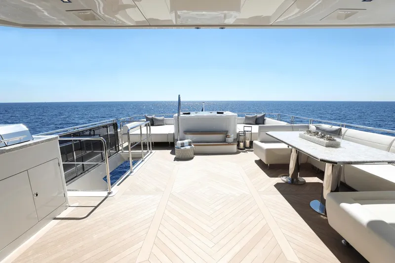Slide: The Image of Luxurious deck of 2023 Ocean Alexander 32E yacht with ocean view. - 35