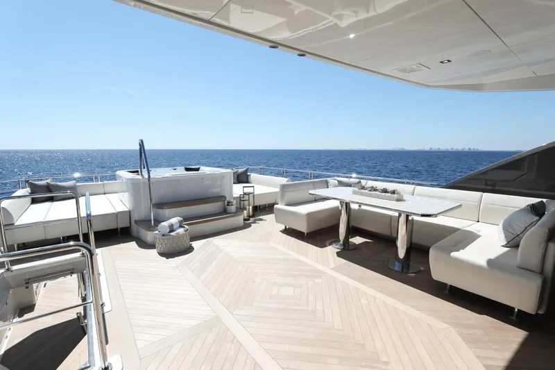 Slide: The Image of Luxury deck of 2023 Ocean Alexander 32E yacht with ocean view. - 36