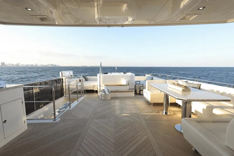 Slide: The Image of Luxury deck of 2023 Ocean Alexander 32E yacht with ocean view. - 39