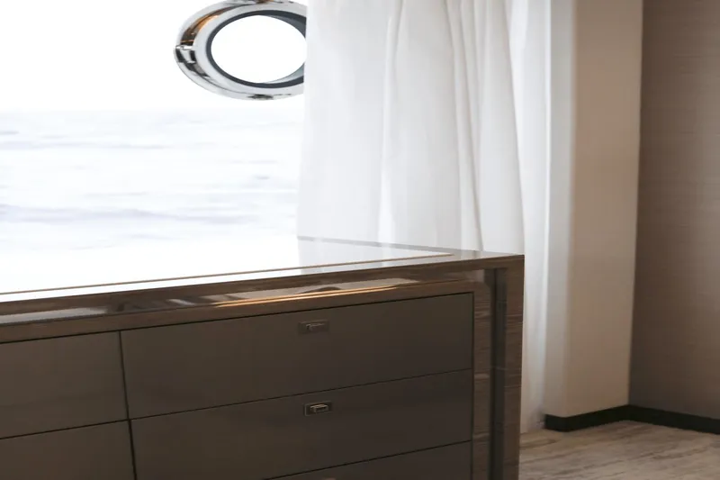 Slide: The Image of Interior of 2023 Ocean Alexander 32E yacht with modern cabinetry and ocean view. - 44