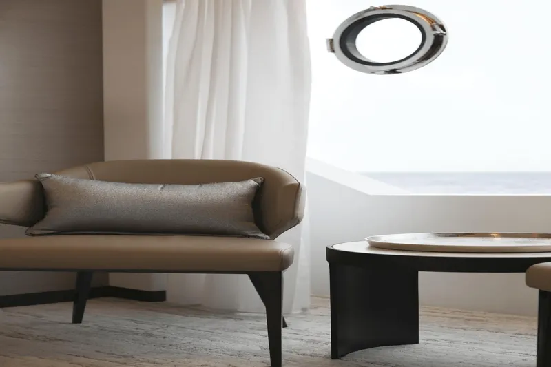 Slide: The Image of Luxurious interior of 2023 Ocean Alexander 32E yacht with elegant seating and ocean view. - 47