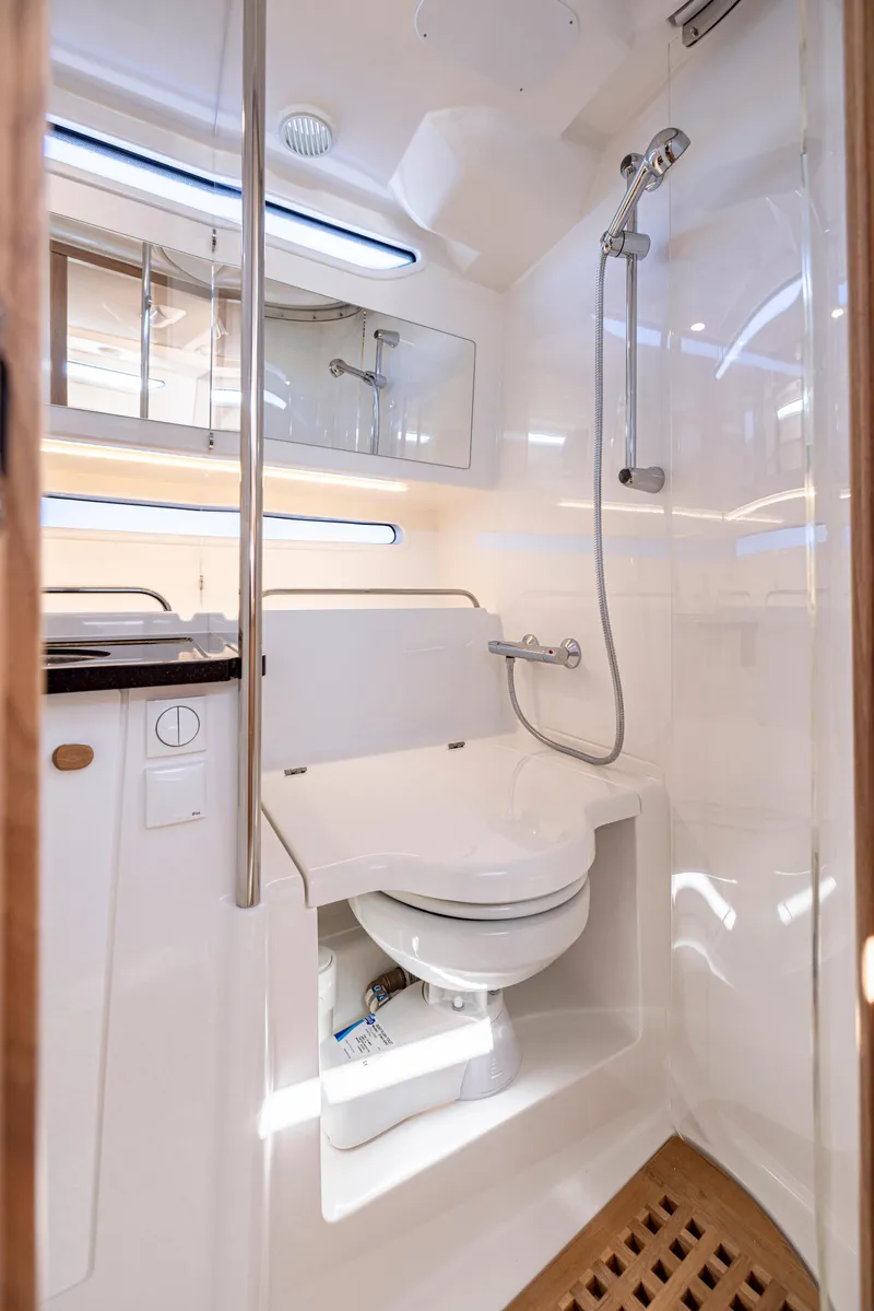 Slide: The Image of Modern bathroom in 2025 Nimbus W11 yacht with shower and toilet. - 12