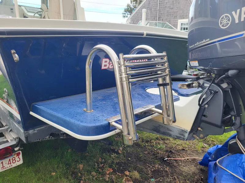 Slide: The Image of 2018 Steiger Craft 21 DV MIAMI boat with Yamaha outboard motor and swim ladder. - 16