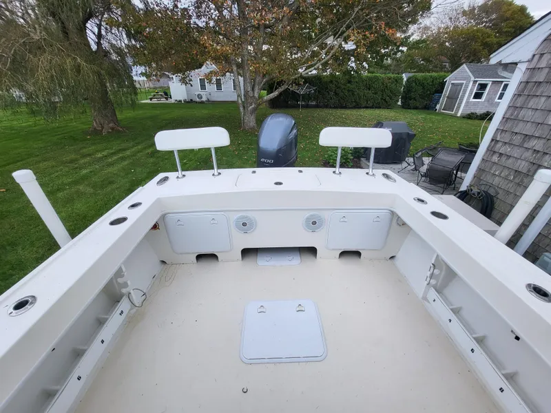 Slide: The Image of 2018 Steiger Craft 21 DV MIAMI boat deck with storage compartments and seating. - 20