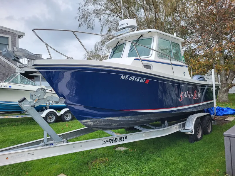 Slide: The Image of 2018 Steiger Craft 21 DV MIAMI boat on Load Rite trailer, parked on grass. - 3