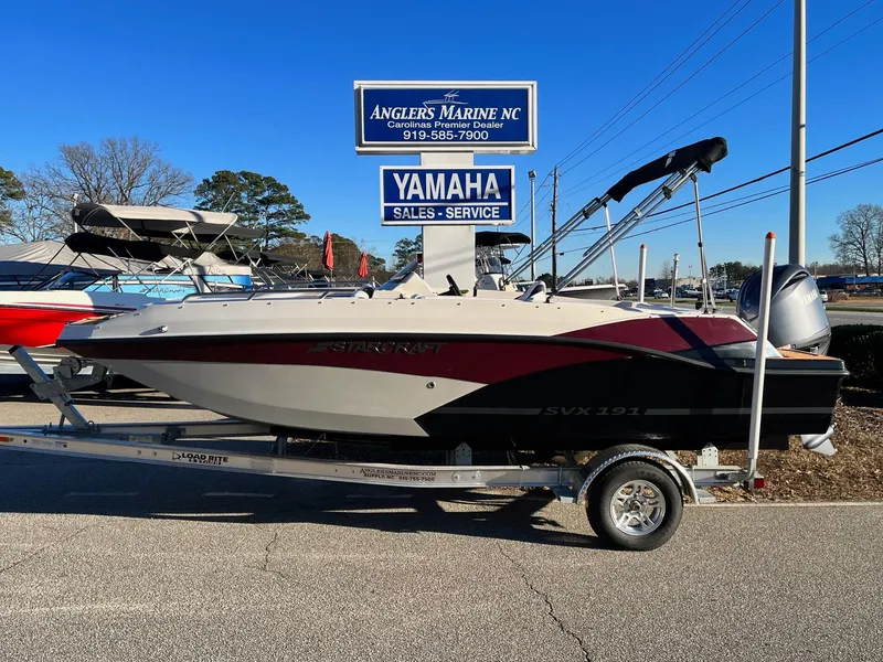 The Image of 2024 Starcraft SVX 191 boat on trailer at Angler's Marine NC, Yamaha Sales & Service. - 1