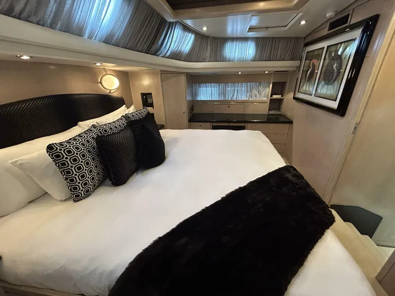 Slide: The Image of Luxurious bedroom interior of 1983 Palmer Johnson 110 Cruising Sloop yacht. - 33