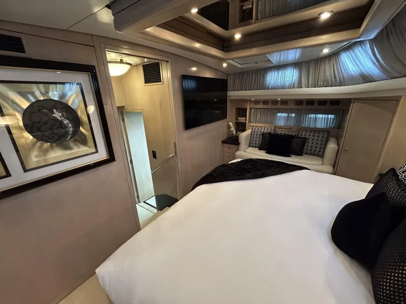 Slide: The Image of Luxurious bedroom interior of 1983 Palmer Johnson 110 Cruising Sloop yacht. - 34