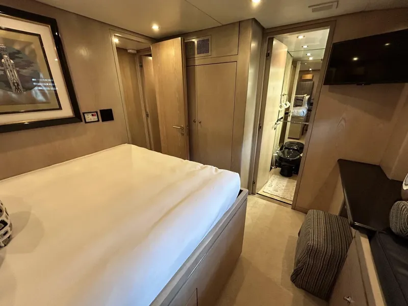 Slide: The Image of Luxurious bedroom interior of 1983 Palmer Johnson 110 Cruising Sloop yacht. - 39