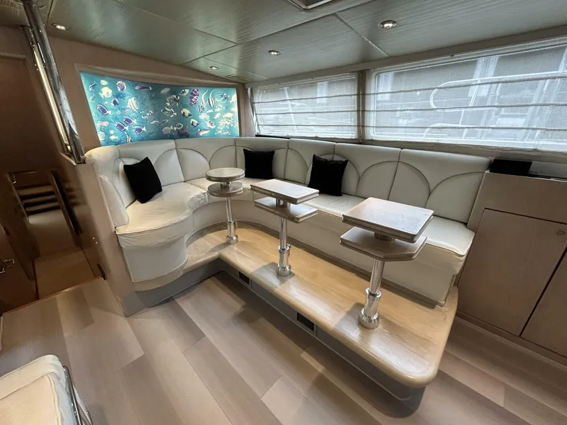 Slide: The Image of Luxurious interior of a 1983 Palmer Johnson 110 Cruising Sloop with modern seating and decor. - 43