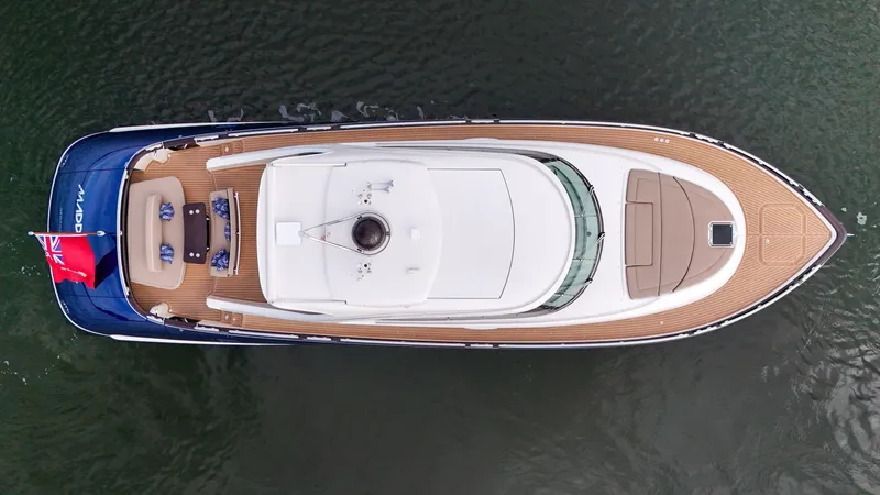 Slide: The Image of Aerial view of 2023 Zeelander 72 luxury yacht on water. - 17