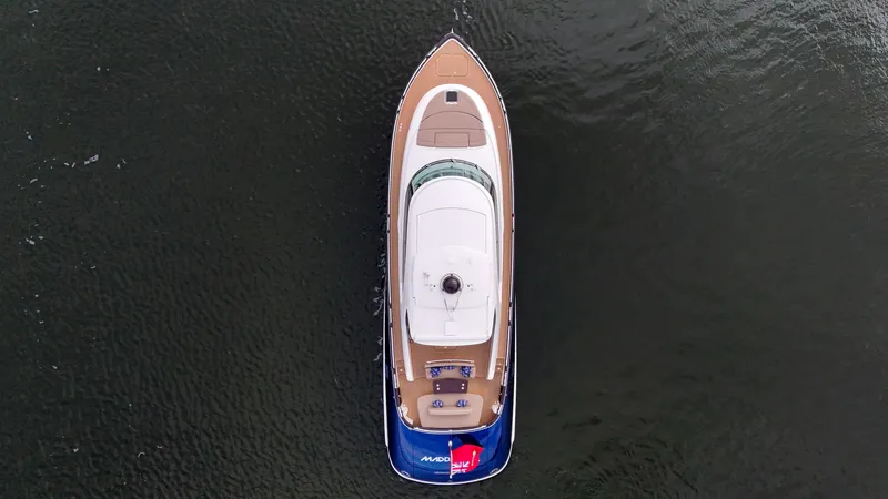 Slide: The Image of Aerial view of 2023 Zeelander 72 yacht on water. - 18