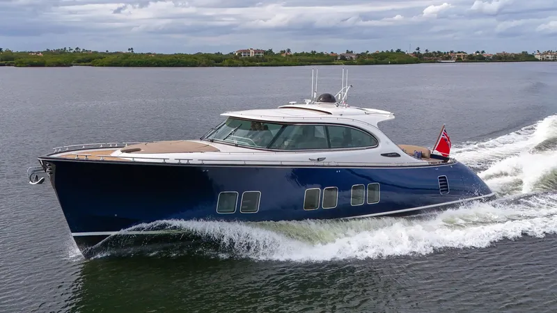 Slide: The Image of 2023 Zeelander 72 luxury yacht cruising on water. - 22