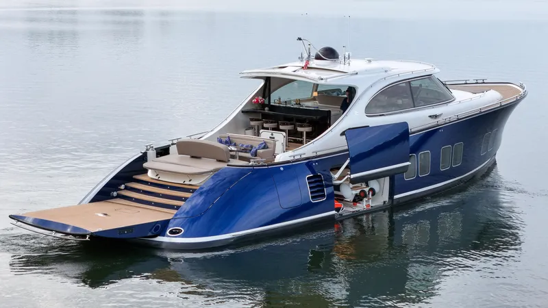 Slide: The Image of 2023 Zeelander 72 luxury yacht on calm water. - 28