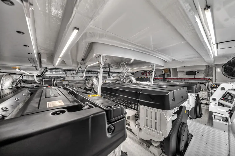 Slide: The Image of Engine room of 2023 Zeelander 72 yacht with advanced machinery and clean layout. - 40