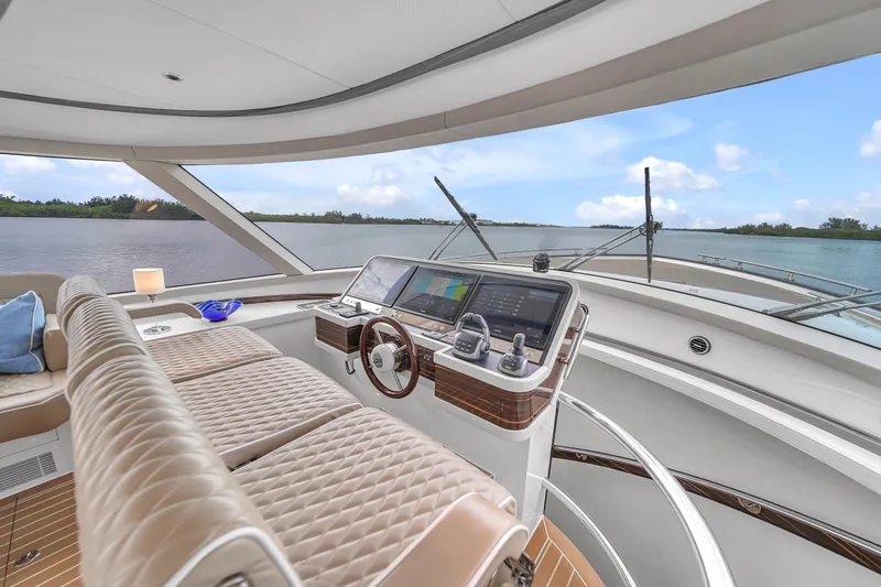 Slide: The Image of Luxurious helm of 2023 Zeelander 72 yacht with panoramic water views. - 49