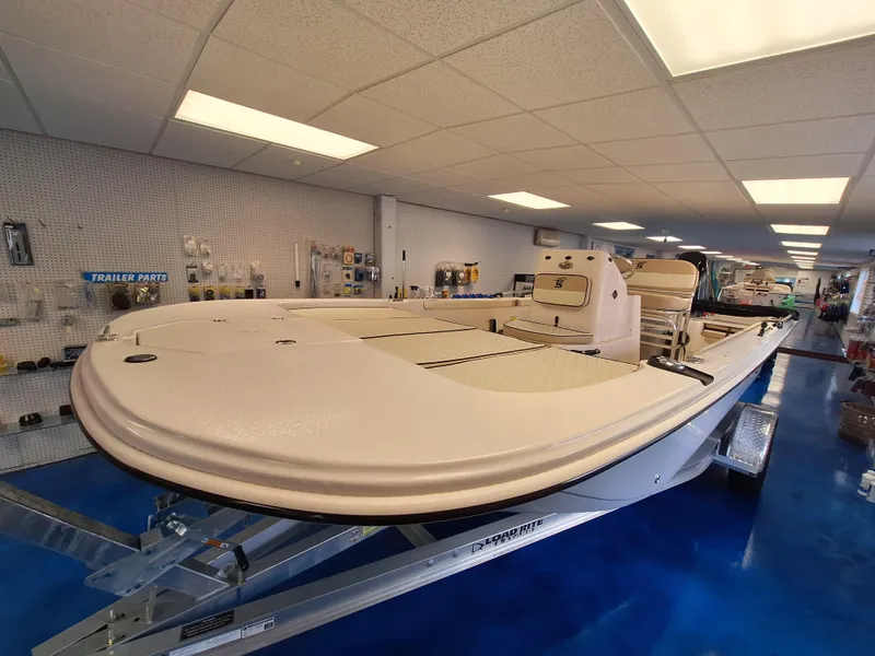 Slide: The Image of 2023 Carolina Skiff 19 LS boat on display in showroom. - 4