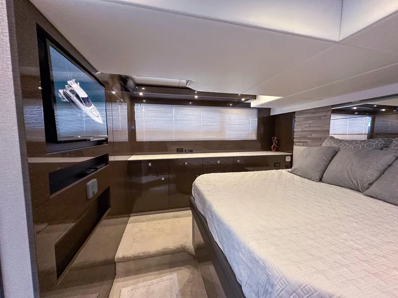 Slide: The Image of Luxurious bedroom interior of 2019 Cruisers Yachts 50 Cantius with TV and modern decor. - 41