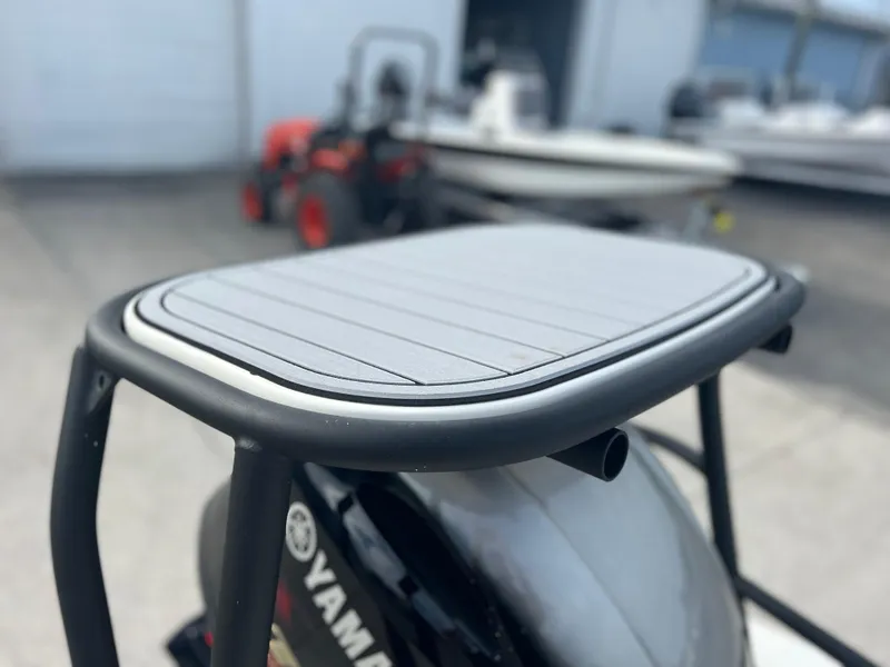 Slide: The Image of 2024 Maverick 18 HPX-V boat with Yamaha engine, close-up of poling platform. - 5