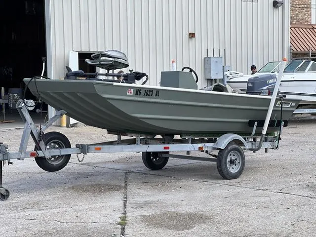 Slide: The Image of 2020 Southfork 1552 boat on trailer outside a warehouse. - 4