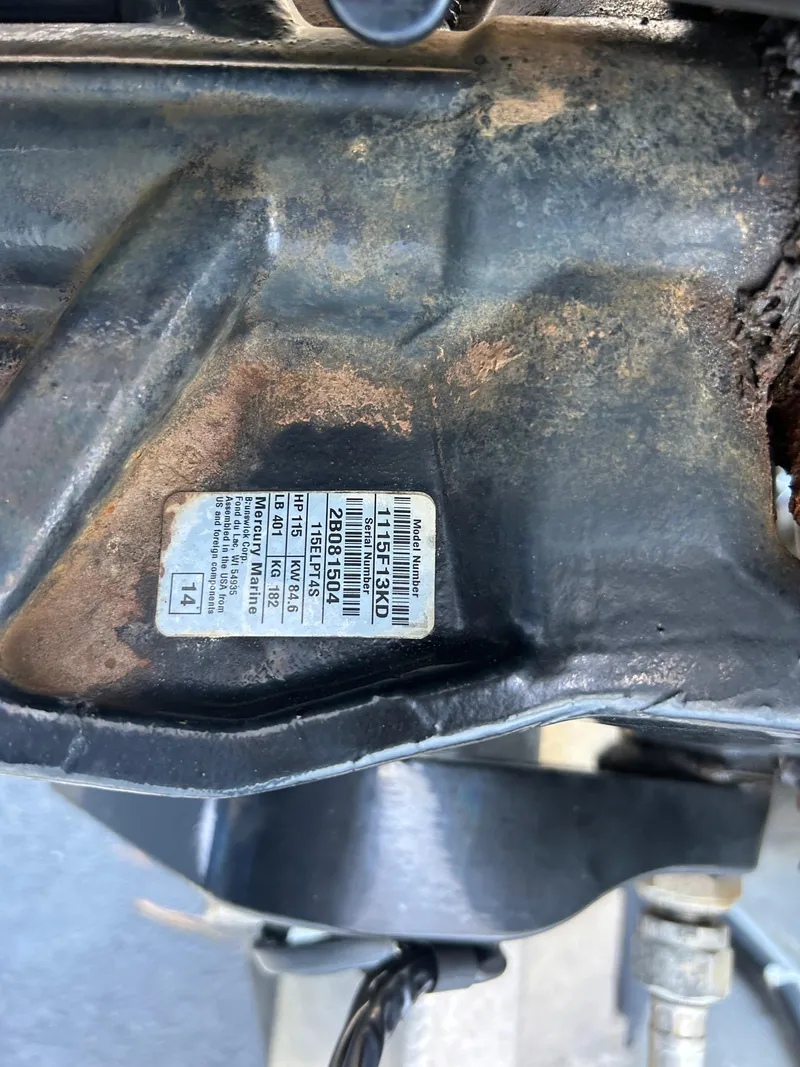 Slide: The Image of Close-up of 2014 Avalon 2285 Catalina Cruise Twin Toon engine part with label. - 15