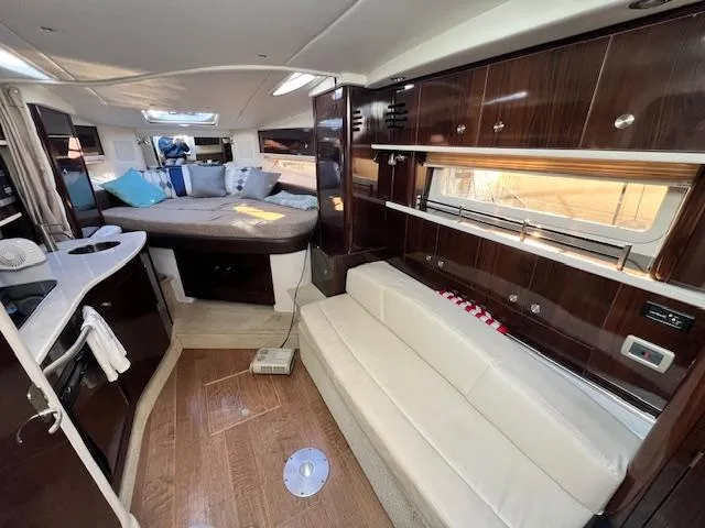 Slide: The Image of Luxurious interior of 2017 Sea Ray 330 Sundancer yacht with modern furnishings. - 15