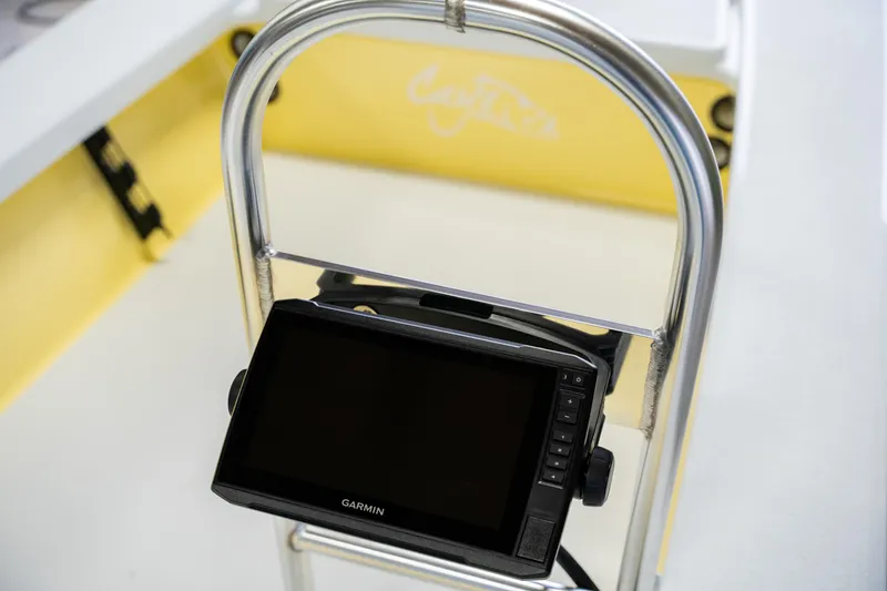 Slide: The Image of Garmin display on 2024 Cayo Boatworks 173, yellow interior. - 10
